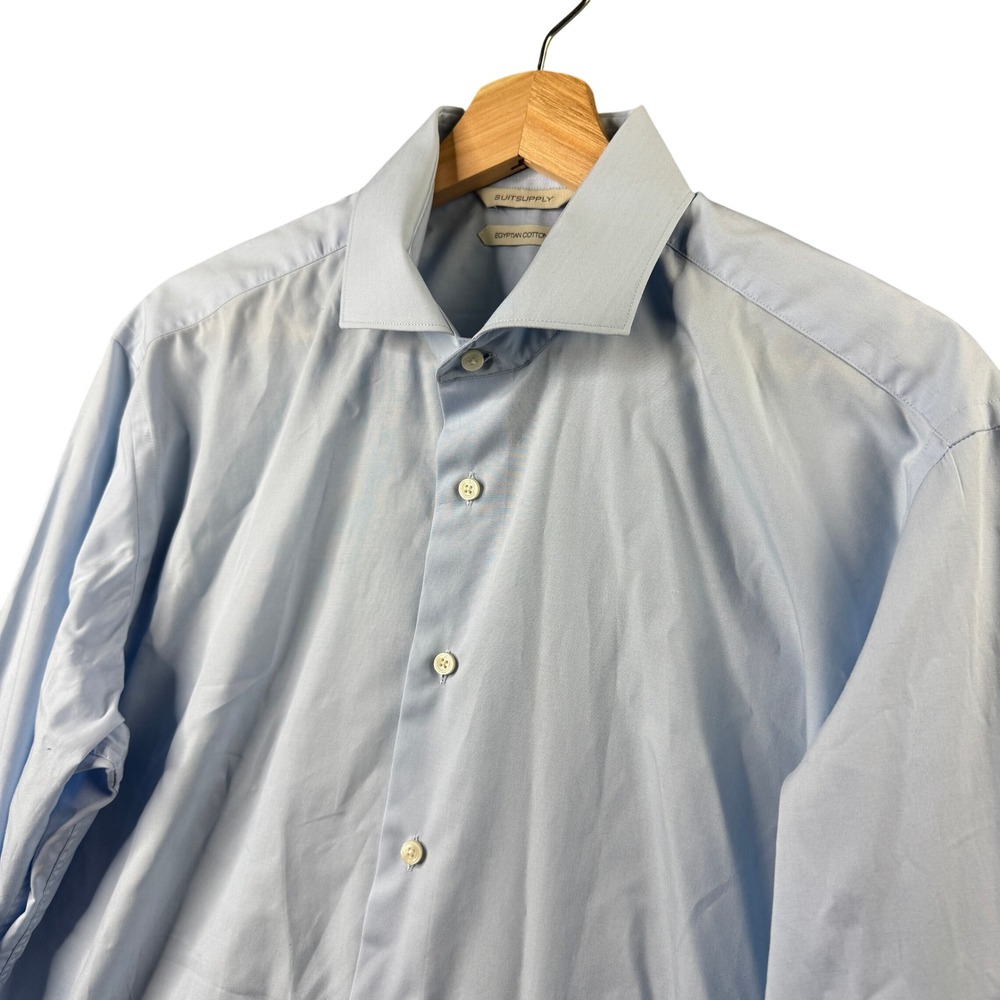 Suitsupply Mens Light Blue 100% Egyptian Cotton Regular Fit Dress Shirt 16 41